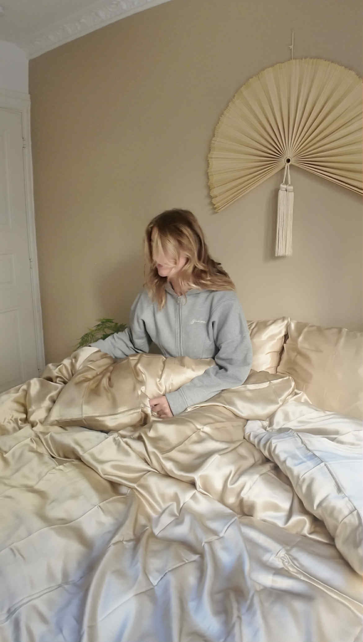 SILKE SÄNGTÄK (Duvslakan | Kuddöverdrag | Beige