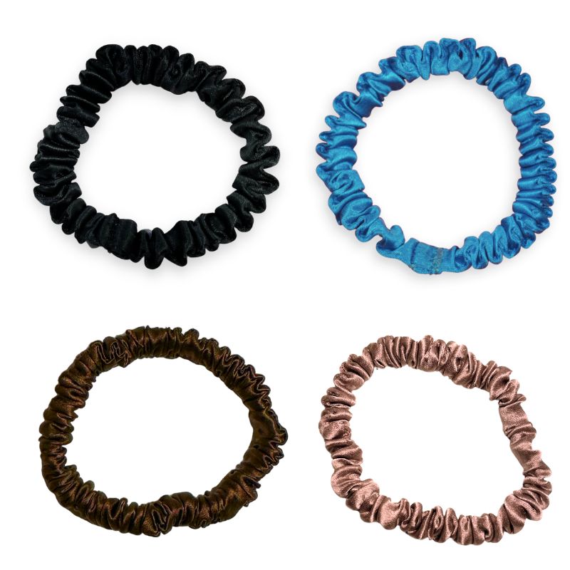 SILKE SCRUNCHIE MINI - (Paket med 4) - Mörk