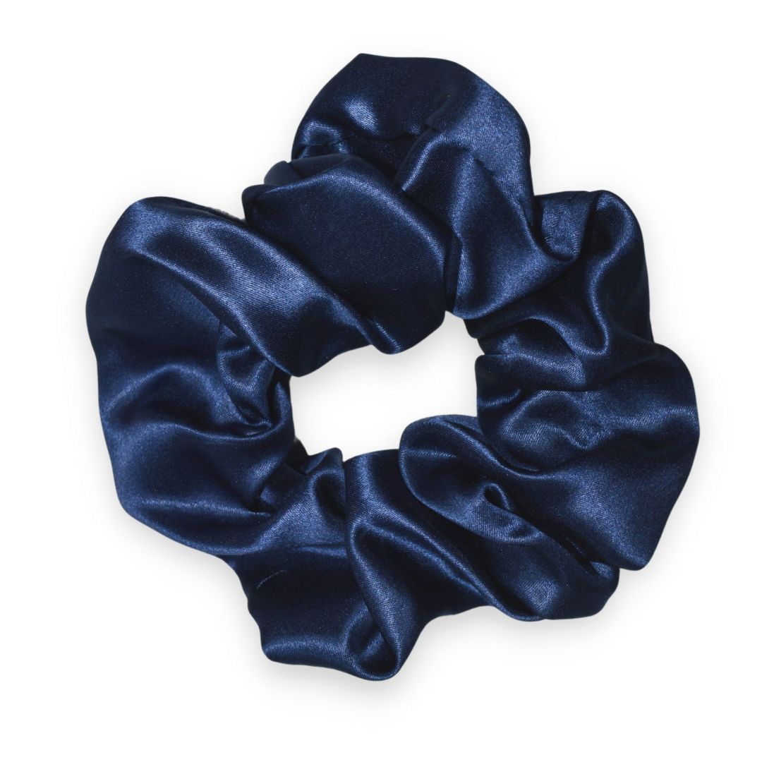 SILKE SCRUNCHIE STOR - NAVY BLÅ