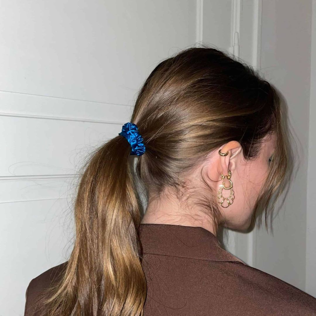 SILKE SCRUNCHIE MINI (3-pack) - SKINANDE BLÅ
