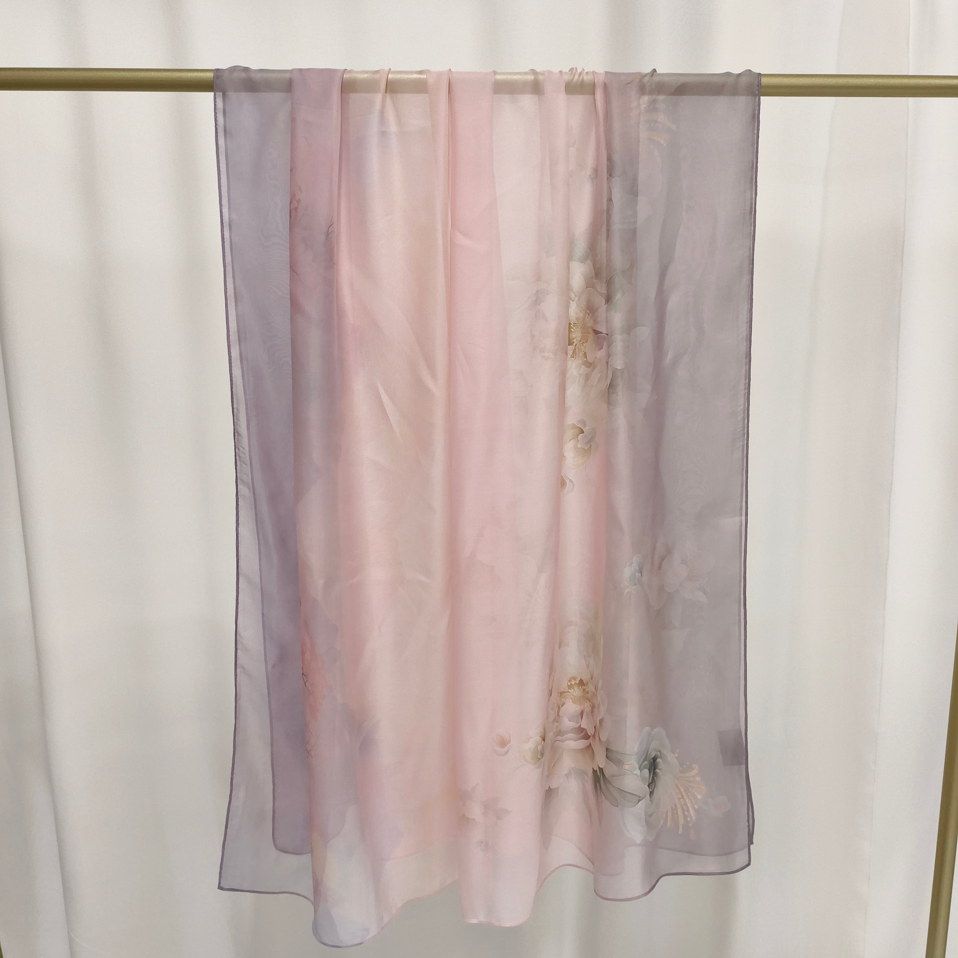 Italiensk Silkeslips | Rosa Blomma | 110x180 cm