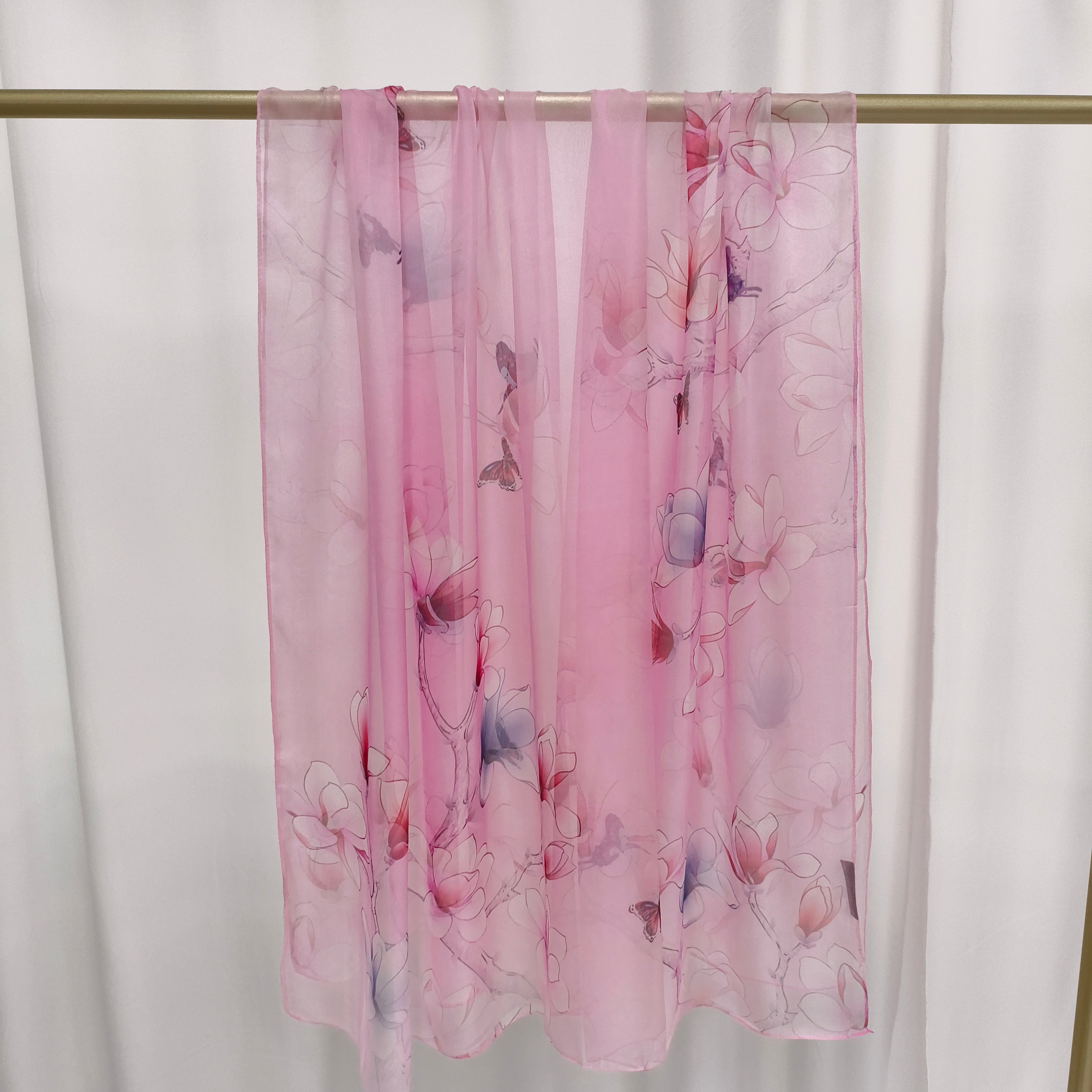 Italiensk Silketörkläde | Floris Pink | 110x180 cm