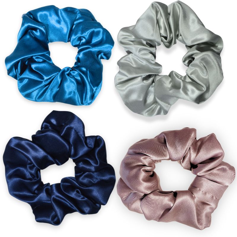 SILKE SCRUNCHIE STOR (paket med 4) - Färgglad