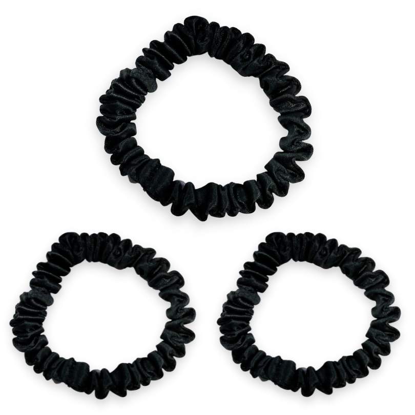 SILKE SCRUNCHIE MINI (3-pack) - SVART