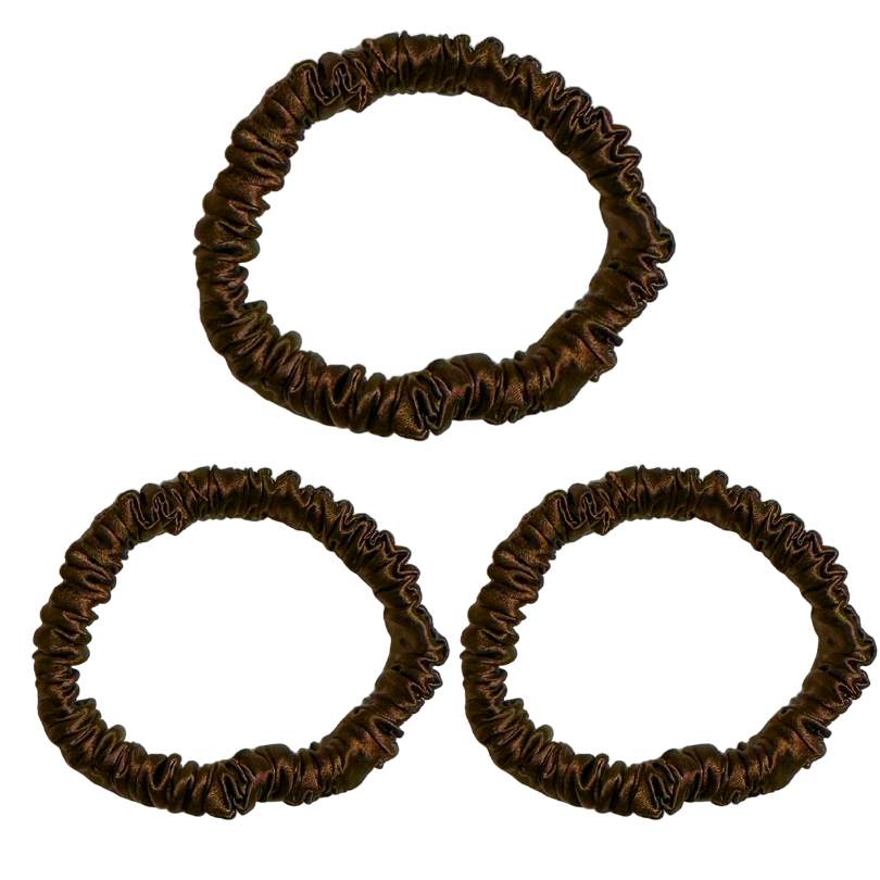 SILKE SCRUNCHIE MINI (3-pack) - CHOKLAD