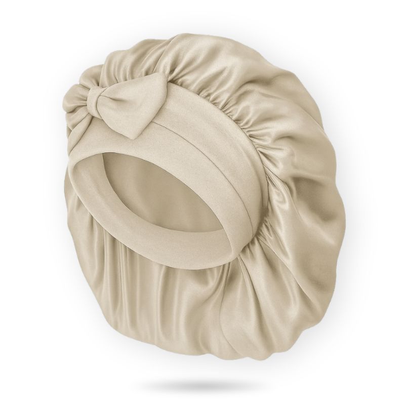 silke bonnet i beige produktbillede
