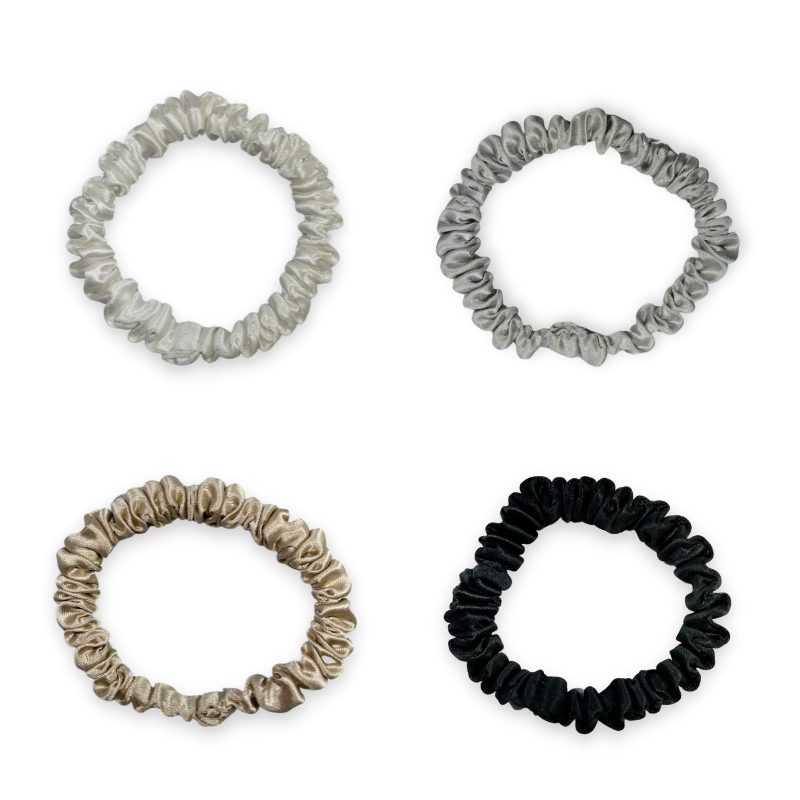 SILKE SCRUNCHIE MINI - (Paket med 4) - Ljus
