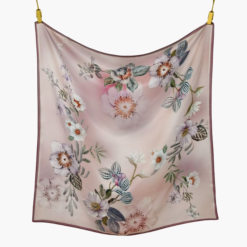 Silketörkläde | Blommor Rosa | 90 CM