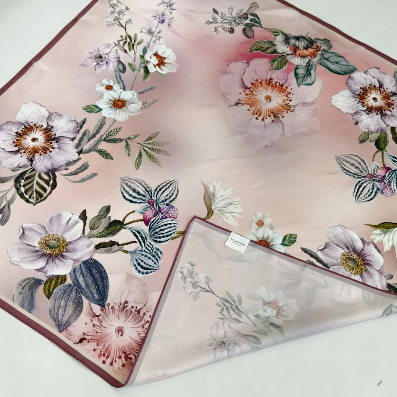 Silketörkläde | Blommor Rosa | 90 CM