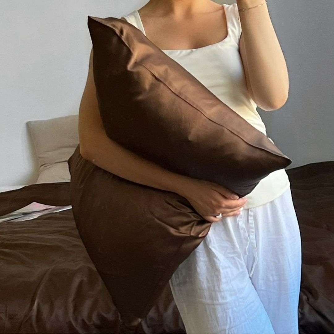 silke pudebetræk - brun